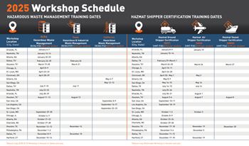 2025 hazmat training and RCRA training schedule